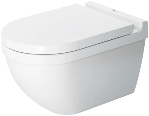 Duravit Starck 3 vegghengt toalett uten skyllekant, m/skjult montering & toalettsete, hvit
