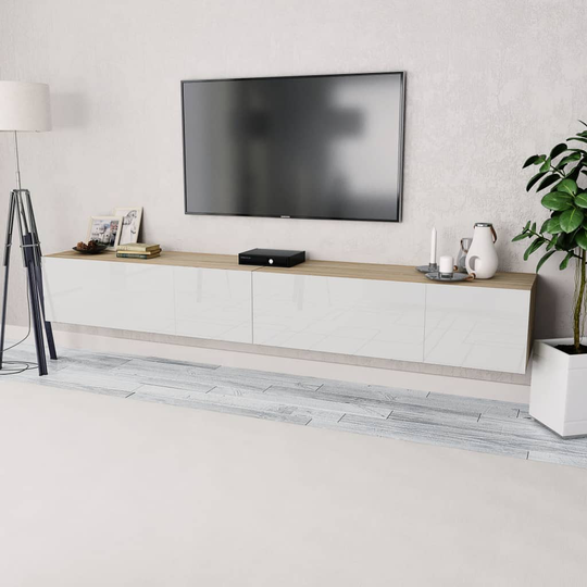 vidaXL tv-skabe 2 stk. spånplade 120 x 40 x 34 cm højglans hvid eg