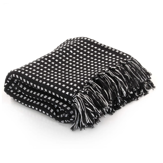 vidaXL plaid bomuld firkanter 220 x 250 cm sort