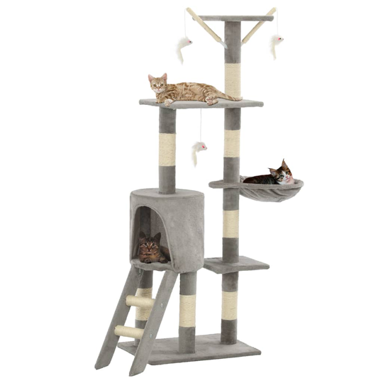 vidaXL kradsetræ til katte med sisal-kradsestolper 138 cm grå