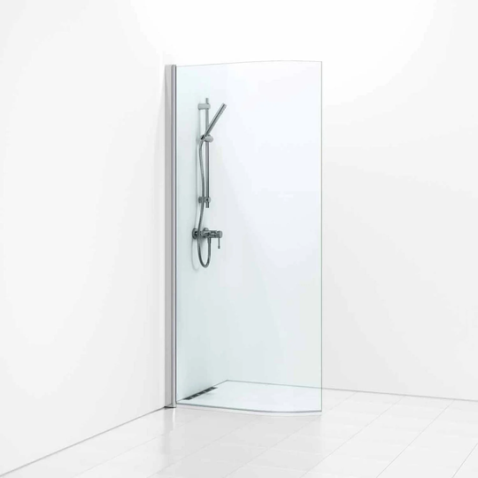 Svedbergs Skoga Dusjdør Buet 80cm / Matt Aluminium Klart Glass