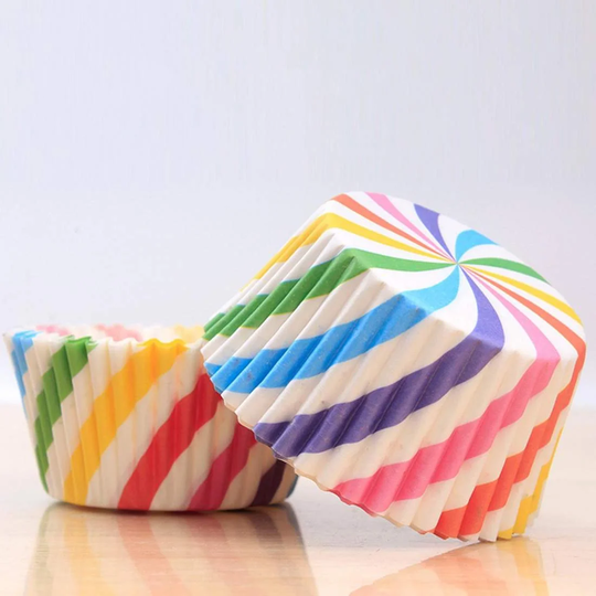100x Stribede muffinforme
