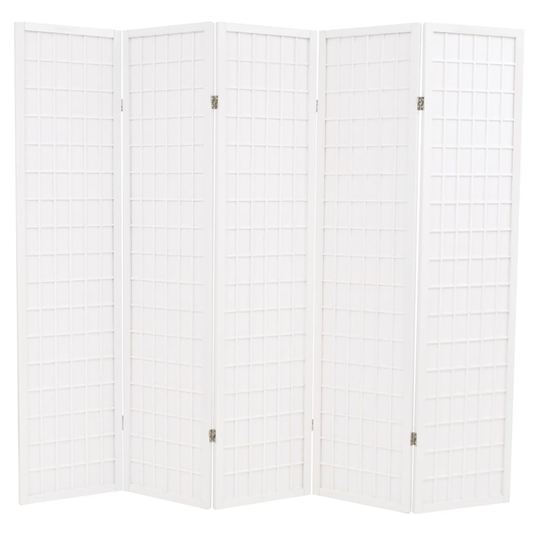 vidaXL foldbar 5-panels rumdeler japansk stil 200 x 170 cm hvid
