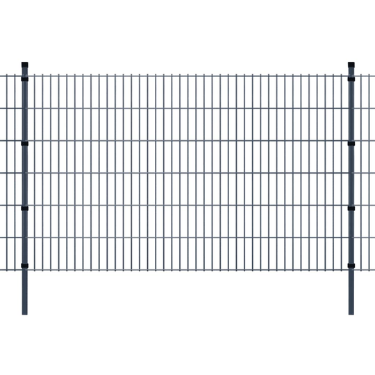 vidaXL 2D paneler og pæle til havehegn, 2.008x1.230 mm, 20 m, grå