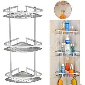 baderom dusjhjørne 2/3 lags plass aluminium baderomshylle tilbehør sett avtakbar stativ baderomshylle organisator
