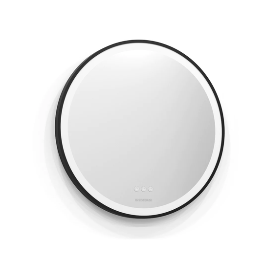 Svedbergs Ista Speil Svart Ramme Rund - LED Belysning 60cm