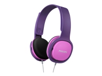 Philips Kids SHK2000PK - Hovedtelefoner - på øret - kabling - 3,5 mm jackstik - støjisolerende - lilla, pink