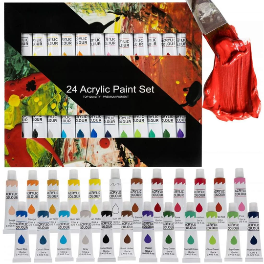 Akrylmaling - 24 stk - 12 ml
