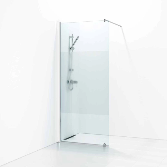 Svedbergs Skoga Dusjvegg Rett (Walk-in) Hvit Matt / 80cm Halvfrostet Glass