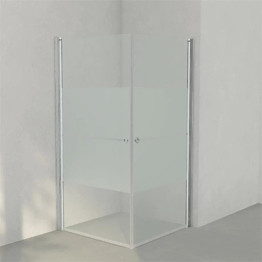INR Iconic Nordic Rooms Dusjhjørne Linc Angel Original, Frostet/stripe Glass Matt Aluminium / 100x100cm Stripe