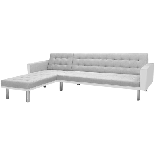 vidaXL hjørnesovesofa i stof 218 x 155 x 69 cm hvid og grå