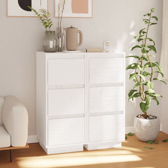 vidaXL skænke 2 stk. 32x34x75 cm massivt fyrretræ hvid
