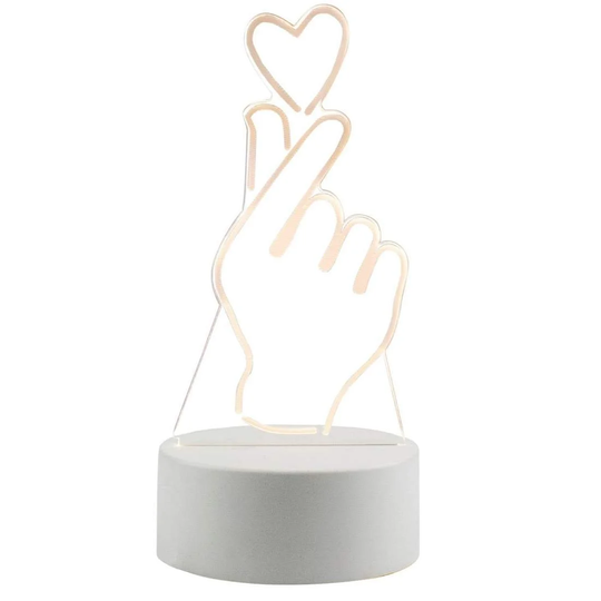 3D LED-Lampe - Hånd med Hjerte