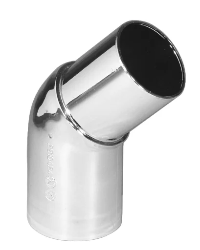 Purus krom bend 32 mm muffe/nippel - 45 gr.