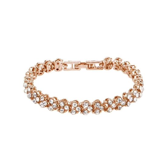 Klassisk Armbånd med Rhinsten - Rosaguld