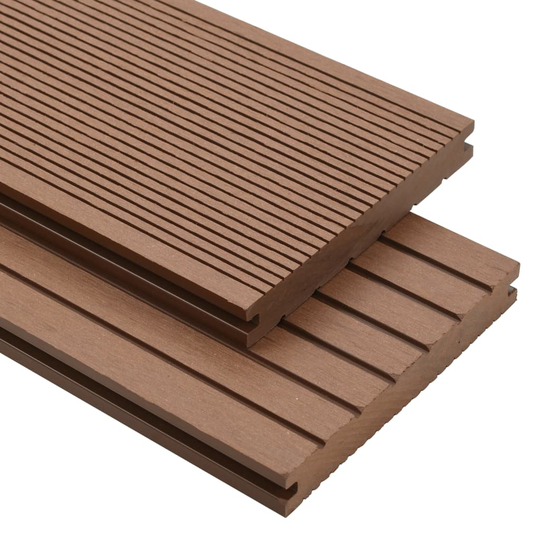 vidaXL massive terrassebrædder med tilbehør WPC 20 m² 4 m lysebrun