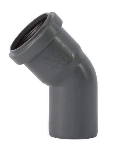 50 mm x 45° Bend avløp PP grå