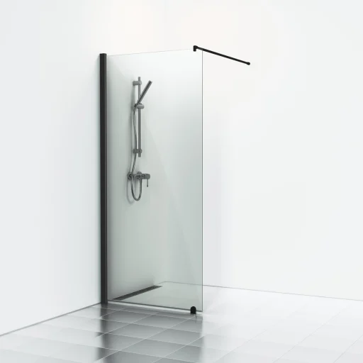 Svedbergs Skoga dusjvegg 100 cm, røgfarvet glass/matt sort