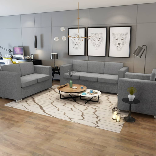 vidaXL sofasæt i tre dele stof lysegrå