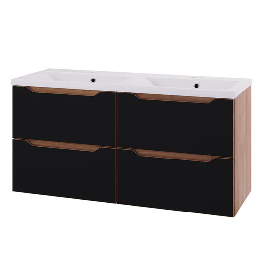 Linn Bad Emma D45cm Servantskap Svart Matt / 120cm Dobbel 4 Skuffer