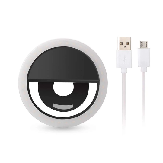 Universal Selfie Lampe / Ring med forskellige lys tilstande - Sort