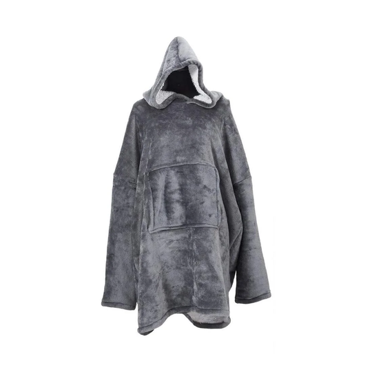 Hyggelig hættetrøje, Oversized - Sherpa/Teddy - Grå