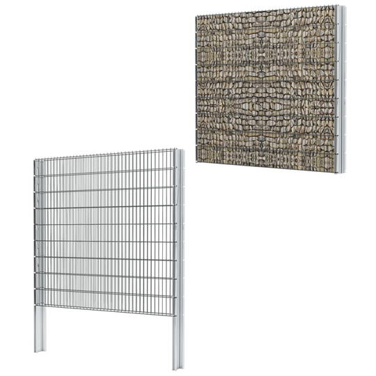 vidaXL 2D gabionhegn galvaniseret stål 2,008x1,83 m 4 m grå