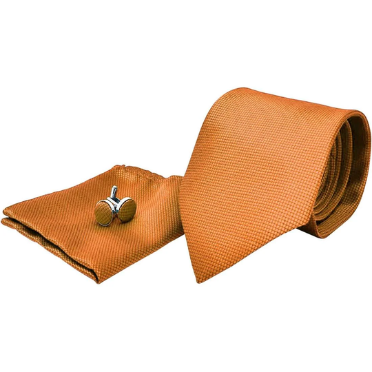 Kostume Tilbehør | Slips + Lommetørklæde + Manchetknapper - Orange
