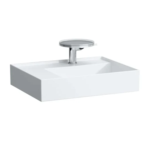 Kartell Laufen håndvask, 60x46 cm, hylle til venstre, rengjøringsvennlig, hvit