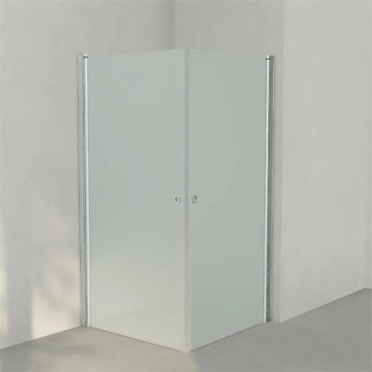 INR Iconic Nordic Rooms Dusjhjørne Linc Angel Original, Frostet/stripe Glass Matt Aluminium / 100x100cm Frostet