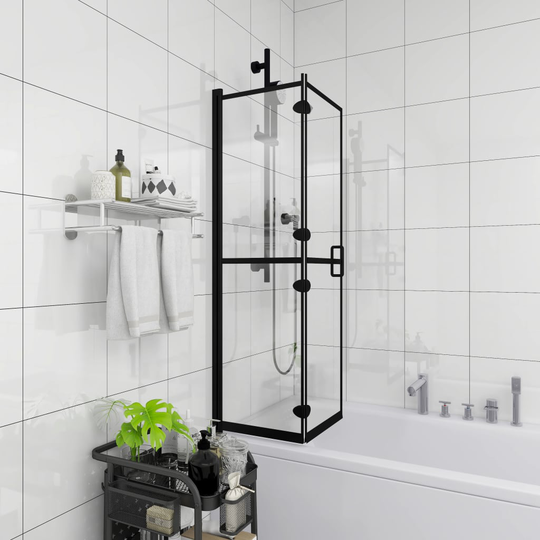 vidaXL foldbar brusekabine 120x140 cm sikkerhedsglas sort
