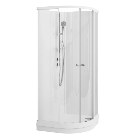 Vikingbad Sofia Dusjkabinett Buet H210cm Hvit Matt / Standard 80x90cm Høyre