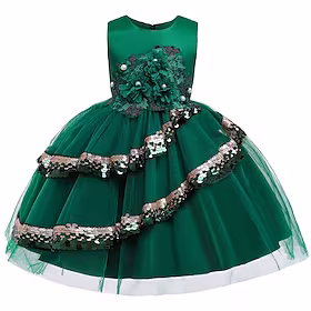 barn små jentekjole blomster prinsesse fest vintage kveld bryllup tyll lilla vin gull knelang kort erme søte kjoler barnas dag blå rød farge