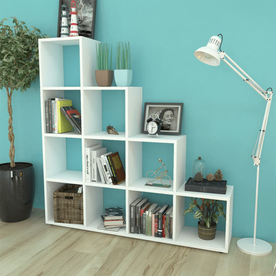 vidaXL trappereol/displayreol 142 cm hvid