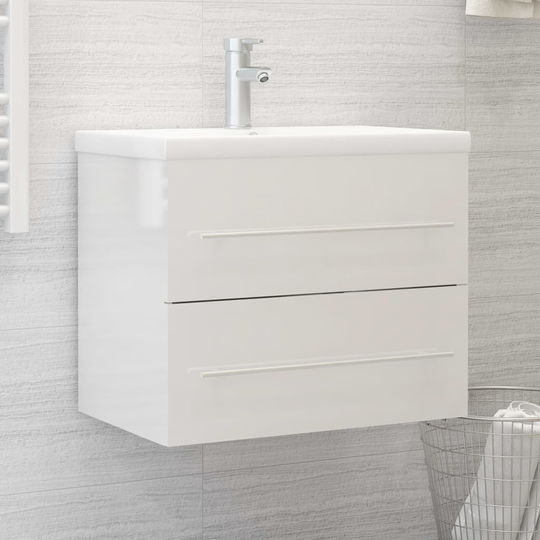 vidaXL vaskeskab 60x38,5x48 cm spånplade hvid højglans