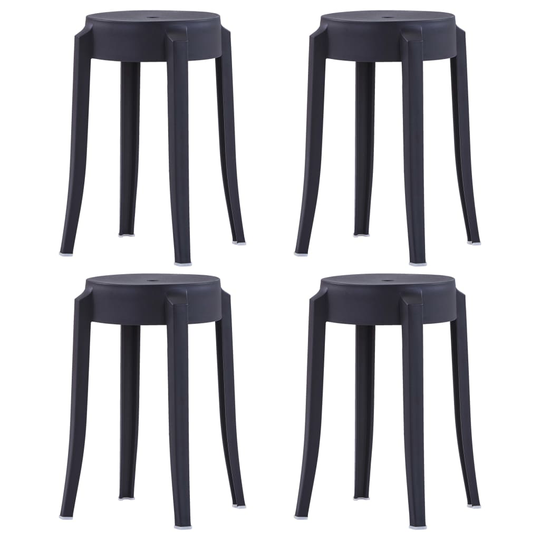 vidaXL stabelbare taburetter 4 stk. plastik sort