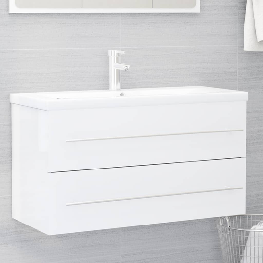 vidaXL vaskeskab 90x38,5x48 cm spånplade hvid