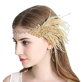 Den store Gatsby Charleston Årgang De livlige 20-årene 1920-tallet Den store Gatsby Hodeplagg Flapperpannebånd i 1920-stil Dame Dusk Kostume Hodeplagg Årgang C