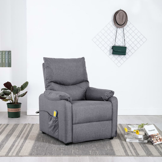 vidaXL massagelænestol stof lysegrå