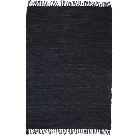 vidaXL håndvævet chindi-tæppe læder 120 x 170 cm sort