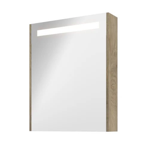 Sanibell Proline speilskab m/LED-belysning, 60x74cm, rå eik paneler