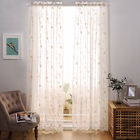 1 panel ensfarget, gjennomsiktige vindusgardiner elegante voile-vinduspaneler/gardiner/behandling for soverom, stue