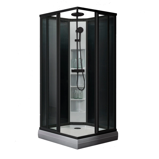 Sanipro Dusjkabinett Firkantet Svart Classic - Sotet Bakvegger / 80x80cm Plus