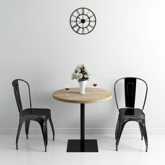 vidaXL bistrobord MDF og stål rund 80 x 75 cm egetræsfarvet