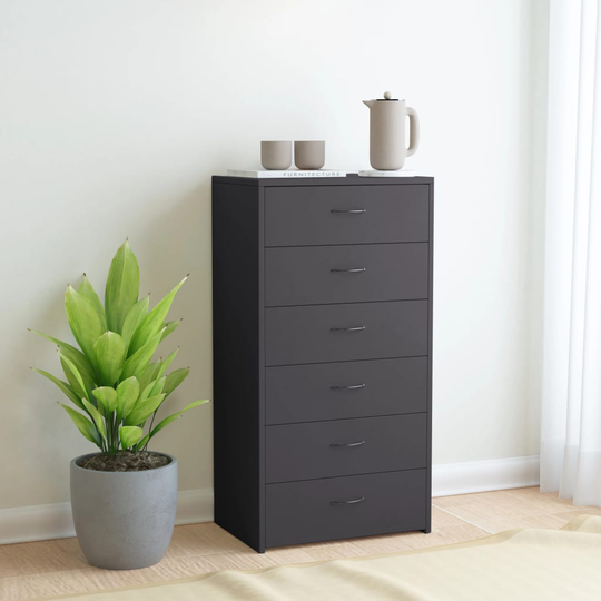 vidaXL kommode med 6 skuffer 50x34x96 cm konstrueret træ grå