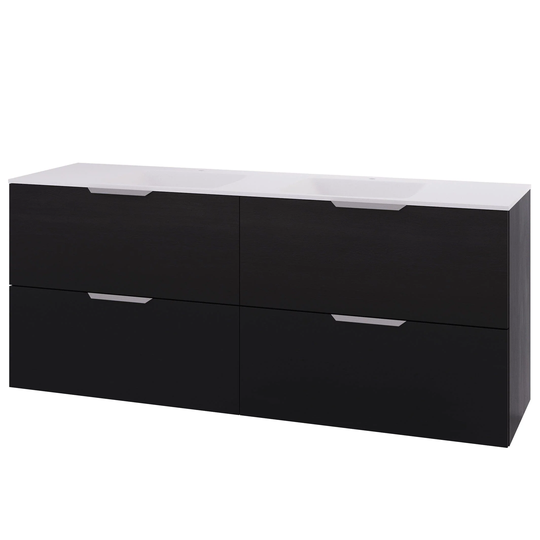 Linn Bad Selma Glatt 2 Skuffer Eikefiner D45cm Servantskap Svart eik / 160cm Valgfri