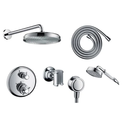 Hansgrohe Axor Montreux komplett dusjsett for innbygning Krom (med veggmontert hoveddusj)