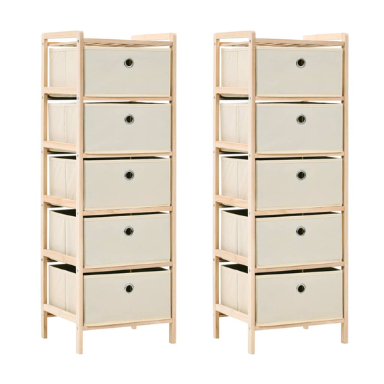 vidaXL opbevaringsreol med 5 stofkurve 2 stk. cedertræ beige