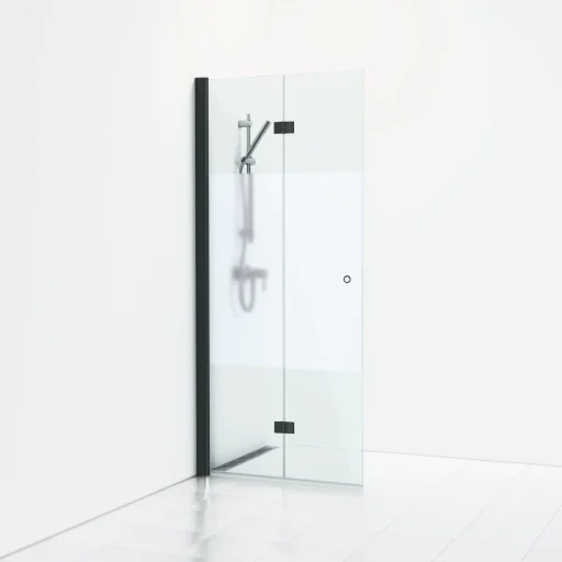 Svedbergs Skoga foldeskjermevegg 87 cm, halvfrostet glass/matt sort