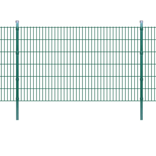 vidaXL 2D paneler og pæle til havehegn, 2.008x1.230 mm, 14 m, grønne